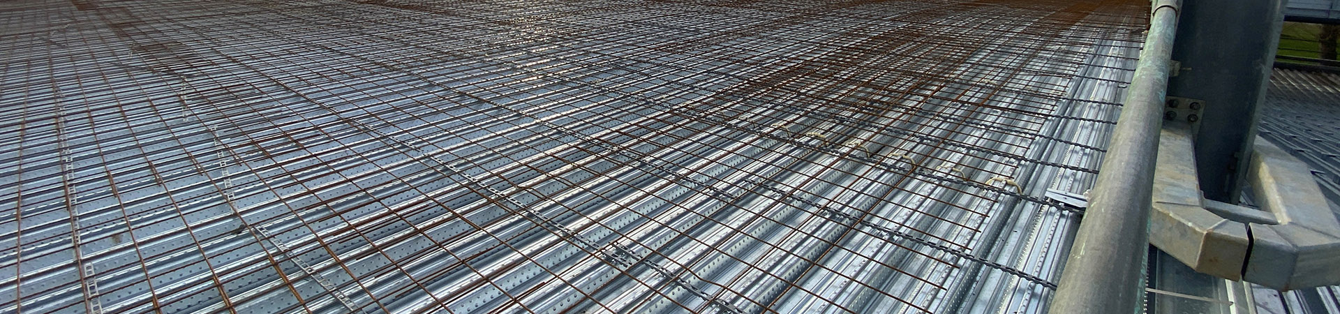 Metal decking prior to a concrete pour